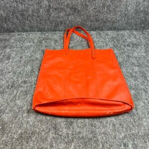 Madewell Vibrant Orange Tote Leather ( Some Stains )